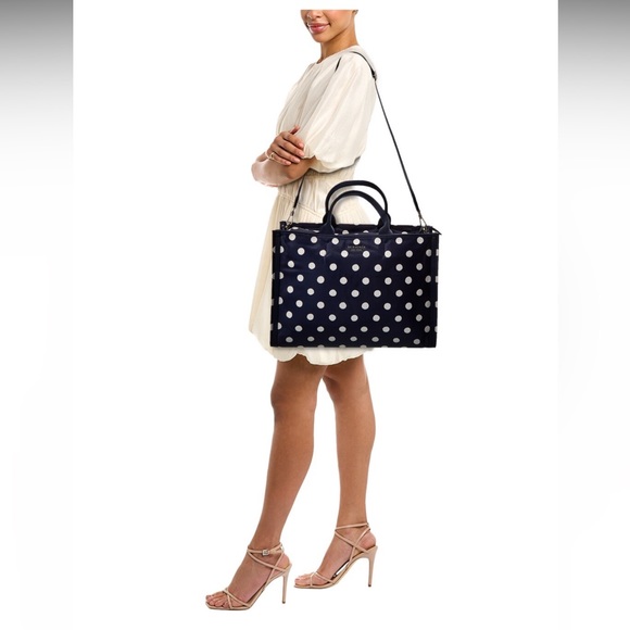 Kate Spade Sunshine Dot Printed Fabric Large Work Laptop Lightweight Tote - Picture 3 of 7